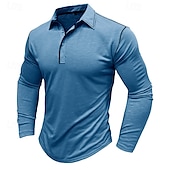 cheap Men&#039;s Classic Polo-Men&#039;s Polo Shirt Golf Shirt Casual Sports Lapel Long Sleeve Fashion Basic Plain Button Pocket Spring &amp;  Fall Regular Fit White Yellow Army Green Blue Light Grey Polo Shirt