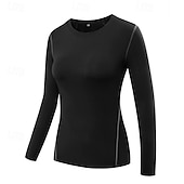 abordables T-shirts et Débardeurs de Course-Femmes T-shirt de compression T-shirt athlétique T-shirt de Gym T-shirt de Fitness manche longue T-shirt Occasionnel Athleisure Automne Couleur Unie Séchage Rapide Doux Respirant Entraînement en