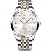 Недорогие Кварцевые часы-OLEVS Мужские кварцевые часы Минималистичные модные бизнес-наручные часы с подсветкой календарем датой неделя водонепроницаемые стальные часы