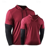 baratos Camisetas e Regatas de Corrida-Homens Camisetas Compressão Camisa Atlético camisa de ginástica Camisa Fitness 2 em 1 Manga Longa Moletom Casual Roupa Esportiva Outono Respirável Secagem Rápida Macio Treino de Ginástica Corrida