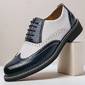 cheap Formal-Men&#039;s Two-Tone Faux Leather Wingtip Oxford Gatsby Shoes – Vintage 1920s Brogue Spectator Dress Shoes for Wedding, Prom, Swing Dance, Roaring Twenties Party