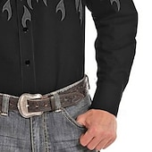 billige vestlige skjorter for menn-Herre Cowboy Western skjorte Skjorte med knapper Cowboyskjorte Langermet Mote Designer Vestlig Daglig Høst vinter Aftæpning Skjorter med krage 3D-utskrift Lomme foran Rød Lilla Brun Grønn Blå + blå
