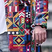 cheap Men&#039;s Print Lightweight Coats-Men&#039;s Color Block Graphic Prints Geometry Winter Coat Overcoat Coat Warm Breathable Comfortable Fashion Streetwear Business Work Wear to work Going out Pocket Print Fall &amp; Winter Turndown Long Sleeve