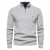 abordables Pull col rond-nouveaux cardigans à fermeture éclair en coton d&#039;automne pour hommes mode décontracté social hommes pulls col haut chaud hiver pull tricoté hommes