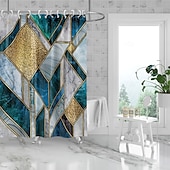 baratos Cortinas de Banho-Cortina de Chuveiro com Ganchos 180cm*180cm(70&quot;*70&quot;) Poliéster Lavável à Prova d&#039;Água com Padrão para Decoração de Banheira de Banheiro Mármore Abstrato