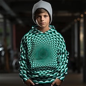 billiga Pojkens 3D Vision &amp; Geometri-Pojkar 3D Grafisk Geometrisk Huvtröja Långärmad Vår Höst Mode Streetwear Barn 4-12 år Huva Utomhus Ledigt Dagligen Normal