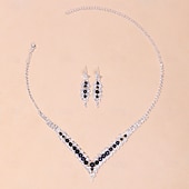 preiswerte Halskette für Damen-Luxuriöses Damen-Set aus Halskette und Ohrringen mit blauem Kristall – eleganter Brautschmuck für Hochzeiten und formelle Anlässe