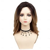 economico Parrucche trendy sintetiche-parrucca lunga a strati per donna parrucca sintetica per costume halloween