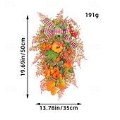 billige høsttakkefest og dekorasjon-Høstkrans til inngangsdøren, takksigelse, høsthøst, innendørs utendørs dekorasjon, kunstig blomsterkrans med gresskar og sløyfe, rustikk høstdørhenger