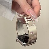 זול להקות Apple Watch-סולו לופ מותאם ל רצועת השעון של Apple Watch 38 מ&quot;מ 40 מ&quot;מ 41 מ&quot;מ 42 מ&quot;מ 44 מ&quot;מ 45 מ&quot;מ 49 מ&quot;מ בלינג יהלום סוגר מתכת מתכוונן סגסוגת רצועת שעון חלופית ל iwatch Ultra 2 Series 9 8 7 SE 6 5 4 3 2 1