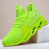 economico Sneakers da uomo-scarpe da ginnastica sportive da uomo in Flyknit verde neon - scarpe da corsa leggere e traspiranti con un design unico della suola