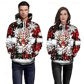 abordables Sudaderas &amp; Sudaderas con capucha-Navidad Papá Noel Sudadera Sudadera con capucha navideña divertida 3D Navidad Bolsillo delantero Gráfico Para Pareja Hombre Mujer Adulto Mascarada Impresión 3D Fiesta Casual Diario