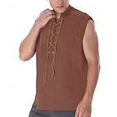 halpa Topit-Retro / vintage Keskiaika Renessanssi Liivi T-paita Merirosvo Viikinki Naamiaispuku Miesten Merirosvo Halloween Karnevaali Naamiaiset LARP Aikuisten Pusero Kevät kesä