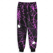お買い得  ハロウィンパンツ-Halloween 男性用 蜘蛛の巣 ハロウィーンコスチューム スウェットパンツ ジョガー パンツ ミディアムウエスト 巾着ゴムウエスト 暗い パーティーイブニングウェア 日常着 ポケット 春 秋 冬 3Dプリント パープル