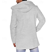 billiga Trenchcoat för män-Herr Peacoat Trenchcoat Dagligen Semester Höst vinter 50% bomull Håller värmen Ytterkläder Kläder Mode Klassisk Slät Ficka Huva Dubbelknäppt