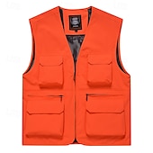 cheap Men&#039;s Vest-Men&#039;s Vest Gilet Fishing Vest Hiking Vest Daily Date Vacation Fashion Casual Spring &amp;  Fall Mesh Pocket Polyester Breathable Comfortable Plain Zipper V Neck Regular Fit Black Yellow Red Navy Blue Vest