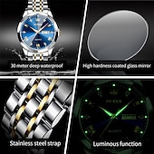 Недорогие Кварцевые часы-OLEVS Мужские кварцевые часы Минималистичные модные бизнес-наручные часы с подсветкой календарем датой неделя водонепроницаемые стальные часы