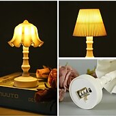 baratos Candeeiros de mesa-Abajur de mesa led com flor de concha colorida de macaron, quarto &amp;luz noturna de mesa de jantar, decoração moderna simples, botão alimentado por bateria 1pc