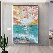 preiswerte Stillleben-Gemälde-Ölgemälde handgemalte abstrakte Meereslandschaftsgemälde auf Leinwand, handgefertigt, reich strukturiertes Meeresgemälde, moderne Wandkunst, handgemaltes Kunstwerk, Landschaftsgemälde für Wohnzimmer,