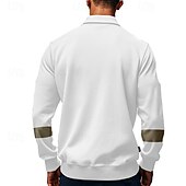 お買い得  メンズ クラシックポロ-男性用 ゴルフシャツ ゴルフポロ ワーク カジュアル ラペル 長袖 ベーシック 近代の カラーブロック パッチワーク ボタン 春 &amp; 秋 レギュラー ブラック ホワイト アーミーグリーン カーキ色 グレー ゴルフシャツ