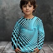 billiga Pojkens 3D Vision &amp; Geometri-Pojkar 3D Grafisk Geometrisk T-shirt Långärmad Vår Höst Mode Grundläggande Barn 4-12 år Rund hals Utomhus Ledigt Dagligen Normal