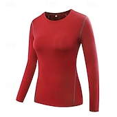 abordables T-shirts et Débardeurs de Course-Femmes T-shirt de compression T-shirt athlétique T-shirt de Gym T-shirt de Fitness manche longue T-shirt Occasionnel Athleisure Automne Couleur Unie Séchage Rapide Doux Respirant Entraînement en