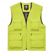 cheap Men&#039;s Vest-Men&#039;s Vest Gilet Fishing Vest Hiking Vest Daily Date Vacation Fashion Casual Spring &amp;  Fall Mesh Pocket Polyester Breathable Comfortable Plain Zipper V Neck Regular Fit Black Yellow Red Navy Blue Vest