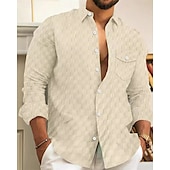 economico camicia da uomo con bottoni-Per uomo Camicia Camicia estiva Camicia con bottoni Maglietta informale Camicia da spiaggia Nero Bianco Verde chiaro Azzurro cielo Verde scuro Manica lunga Liscio Bavero Hawaiano Per eventi Jacquard