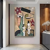 billiga Människomålningar-handgjord oljemålning i pablo picasso stil handmålad pablo picasso kvinnor abstrakt målning på duk för vardagsrum sovrum heminredning väggkonst pablo picasso flickmålning