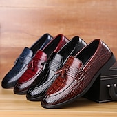 economico Semi-formale-mocassini da uomo in pelle stampata coccodrillo di lusso con dettaglio nappa - eleganti scarpe slip-on per abbigliamento formale e da lavoro