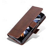 baratos Capa Samsung-telefone Capinha Para Dobra Z 7 Dobra Z 6 Z Fold 5 Z Fold 4 Z Fold 3 Capa traseira Com Suporte Magnética Slot para cartão Retro Couro PU