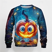Halloween Boys 3D Pumpkin Sweatshirt Long Sleeve Spring Fall Fashion Basic Polyester Kids 4-12 Years Crew Neck Outdoor Casual Daily Regular Fit3