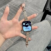 baratos Pulseiras de Apple Watch-Pulseira de joias Compatível com Pulseira Apple Watch 38mm 40mm 41mm 42mm 44mm 45mm 49mm Bling Diamond Ajustável Respirável Lega pulseira de substituição para iwatch Ultra 2 Series 9 8 7 SE 6 5 4 3 2