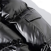 billiga Herrdunjackor och -parkas-Herr Vinterkappa Pufferjacka Vadderad jacka Ficka Polyester Dagliga kläder Datum Semester Normal Mode Ledigt Bekväm Håller värmen Höst vinter Enfärgad / vanlig färg Silver Svart Marinblå Guld
