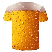 お買い得  3D Tシャツ-男性用 カラーブロック 3D ビール シャツ Tシャツ 半袖 Tシャツ ラウンドネック シャツ ベーシック お出かけ 週末 オクトーバーフェスト ライトイエロー ブラック ホワイト 衣類 プラスサイズ S M L XL 2XL 3XL S