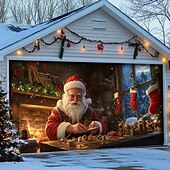 tanie Osłony drzwi garażowych na Boże Narodzenie-Boże Narodzenie na zewnątrz garaż drzwi pokrywa xmas baner święty mikołaj centrum handlowe duże tło świąteczne dekoracja na święta zewnętrzne garaż drzwi dekoracje ścienne domu
