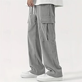 cheap Cargo Pants-Men&#039;s Cargo Pants Corduroy Pants Trousers Straight Leg Sweatpants Elastic Waist Drawstring Multi Pocket Plain Wearable Outdoor Daily Camping &amp; Hiking Fashion Classic Black Army Green