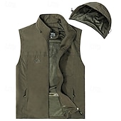 זול ג&#039;ילטים-בגדי ריקוד גברים וסט Gilet אפוד דייגים וסט לטיולי הליכה יומי פגישה (דייט) חופשה אופנתי יום יומי קיץ &amp; אביב כיס מכסה המנוע הניתן להסרה פוליאסטר נוח אחיד רוכסן עם קפוצ&#039;ון רגיל