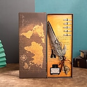 preiswerte Mal-, Zeichen- und Künstlerbedarf-1 Set Geschenkbox, Federkiel, Kalligraphie-Stift und Tintenschreiber-Set, antikes Schreiben, Quilt-Tintenfeder, mechanisches Getriebe, Steampunk-Federkiel zum Zeichnen, Signieren und für