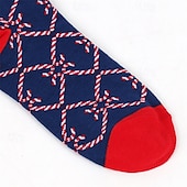 billiga herrstrumpor-Herr 5 par Multipack Socka Crew strumpor Vardagliga strumpor Julstrumpor Rubinrött Marinblå Färg Julgran Jul Dagligen Semester Medium Höst Vinter Mode Ledigt