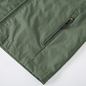 voordelige grafische herenjassen en -jassen-Voor heren Geborduurd Jas Regenjas Shell jas waterdicht Regenbestendig Lichtgewicht Casual Buitensporten Kamperen&amp;Wandelen Geborduurd Zijzakken Rits voorzijde Herfst Winter Capuchon Lange mouw khaki