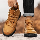 economico Scarponi da trekking-stivaletti casual con lacci da uomo – scarpe da esterno in similpelle fatte a mano in stile mocassino con dettagli cuciti a mano e suola antiscivolo per escursioni e uso quotidiano