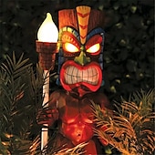 tanie Oświetlenie krajobrazowe-Totem ozdoba zewnętrzna miniaturowa lampa led żywica stojąca trawnik zasilana energią słoneczną figurka ogrodowa tiki prezent ganek realistyczne rzemiosło 1 szt.