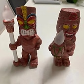 tanie Oświetlenie krajobrazowe-Totem ozdoba zewnętrzna miniaturowa lampa led żywica stojąca trawnik zasilana energią słoneczną figurka ogrodowa tiki prezent ganek realistyczne rzemiosło 1 szt.