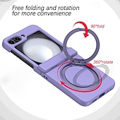 cheap Samsung Cases-Phone Case For Samsung Galaxy Z Flip 6 Z Flip 5 Z Flip 4 Z Flip 3 Back Cover with Stand Holder Magnetic Support Wireless Charging Retro TPU PC