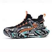 economico Sneakers Casual-sneakers alte da uomo con motivo graffiti – scarpe sportive streetwear colorate con chiusura con lacci, tomaia in mesh traspirante per abbigliamento casual e sportivo