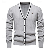 economico Felpe e Sweatshirt Elite da Uomo-Per uomo Cardigan Maglione Maglione corto Maglione lavorato a maglia A coste Maglia Standard Collage Bottone giù Color Block A V Di tendenza Classico Da tutti i giorni Appuntamento Abbigliamento