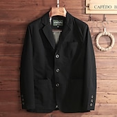 cheap Men&#039;s Classic Blazers-Men&#039;s Blazer Business Cocktail Party Wedding Party Fashion Casual Spring &amp;  Fall Polyester Plain Button Pocket Comfortable Single Breasted Blazer Black khaki Army Green