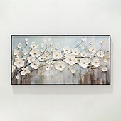 abordables Peintures fleurs/botaniques-Peinture à l&#039;huile de fleurs 3D faite à la main, peinture de fleurs de prunier, couteau à palette fait à la main, peinture florale abstraite texturée, art mural, peintures impressionnistes texturées,