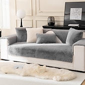 baratos Cobertura de Sofa-capas de sofá de pelúcia grossa de pele de coelho falsa, capa de sofá felpuda engraçada - protetor de colchão de toalha protetor de móveis capa de sofá antiderrapante lavável